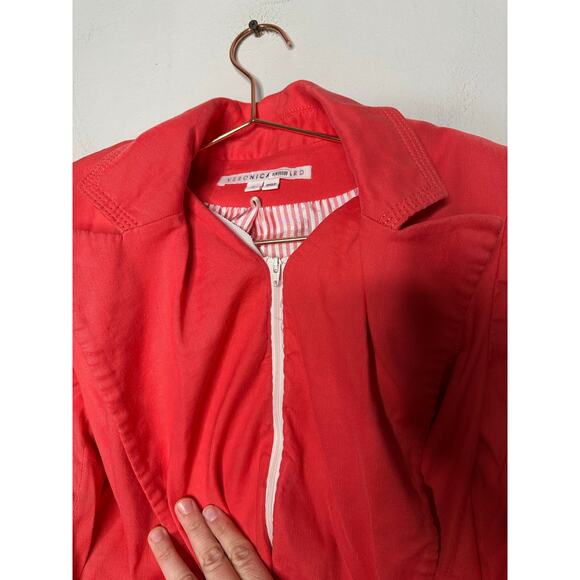 VERONICA BEARD Melon Red Linen Blend Sedgwick Dicky Jacket Blazer Size 2 - Picture 16 of 16
